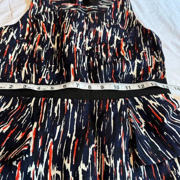 Milly Dress Olivia Silk Linen Sheath Peplum Sleeveless Career Black Red Size 8 - Picture 6 of 12